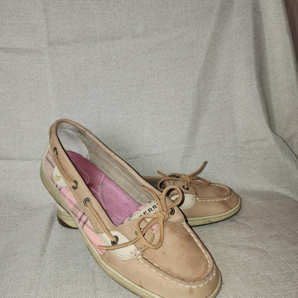 Sperry Top-Sider Pink Plaid Women's Boat Shoes 9.5 Preppy Nautical Beach Coastal